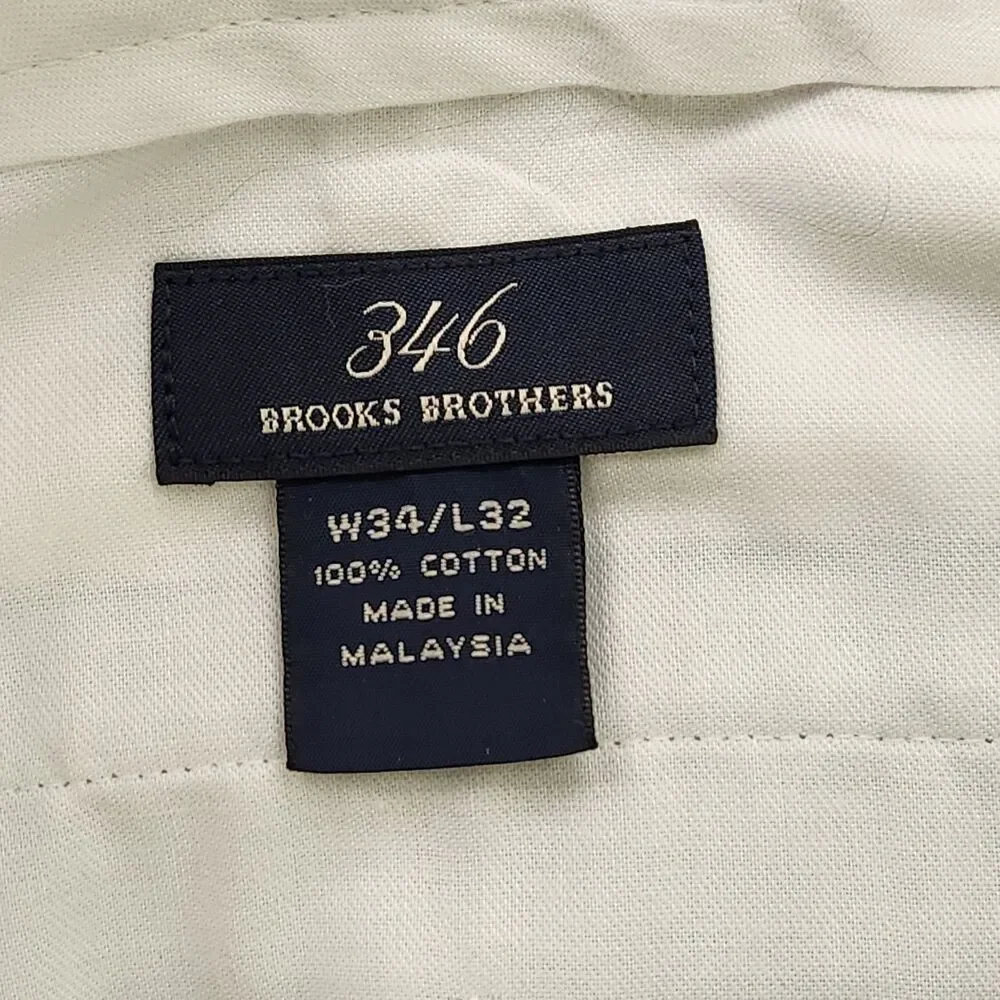 Brooks Brothers 346 Chino Pants Men's 34x32 Light Blue Flat Straight 100% Cotton